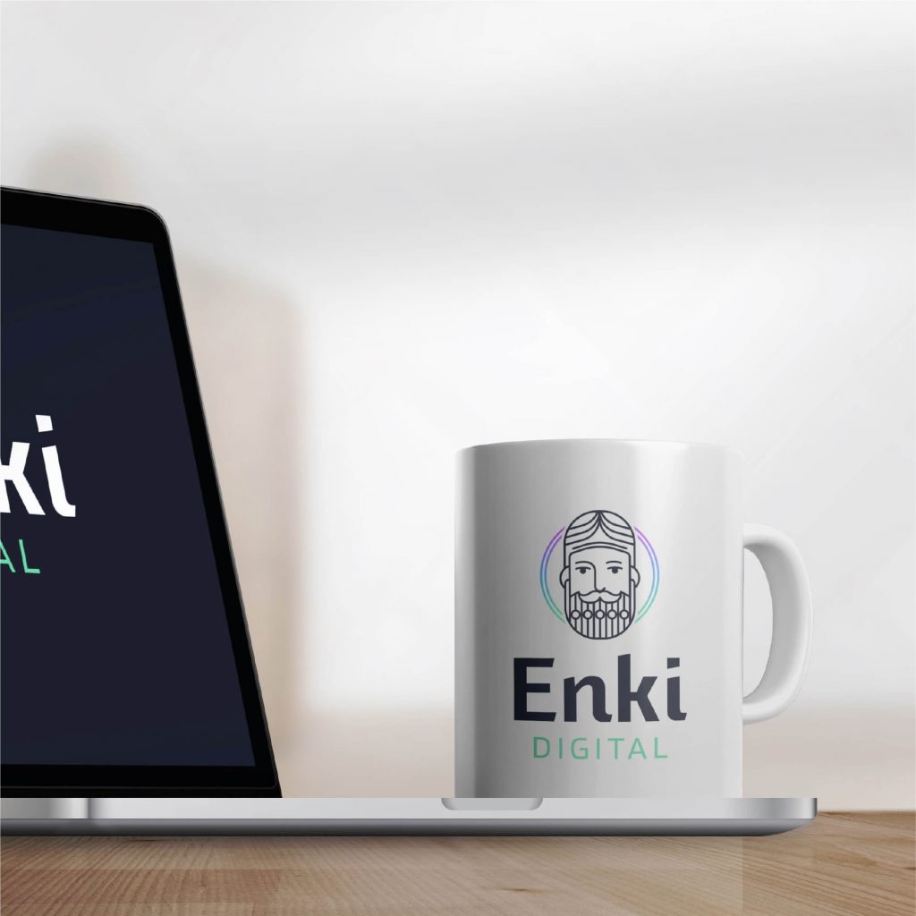 Création de l'identité visuelle d'ENKI DIGITAL par l'agence de communication Shebam ! à Dinan